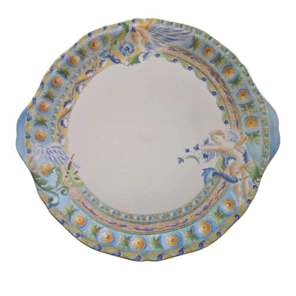 Raphael by Faiencerie De Gien Handled Cake Plate DISCONTINUED DAMAGED